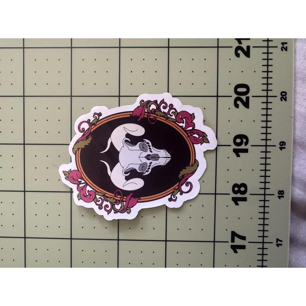 gothic ram skull cameo sticker‎ dark botanical spooky art